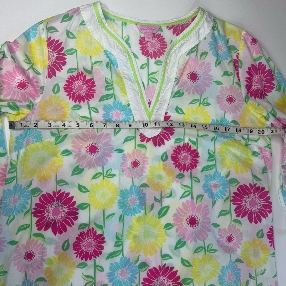 Lilly Pulitzer Natalie 100% Cotton Split Neck Floral Swim Coverup Size Large - Picture 7 of 10